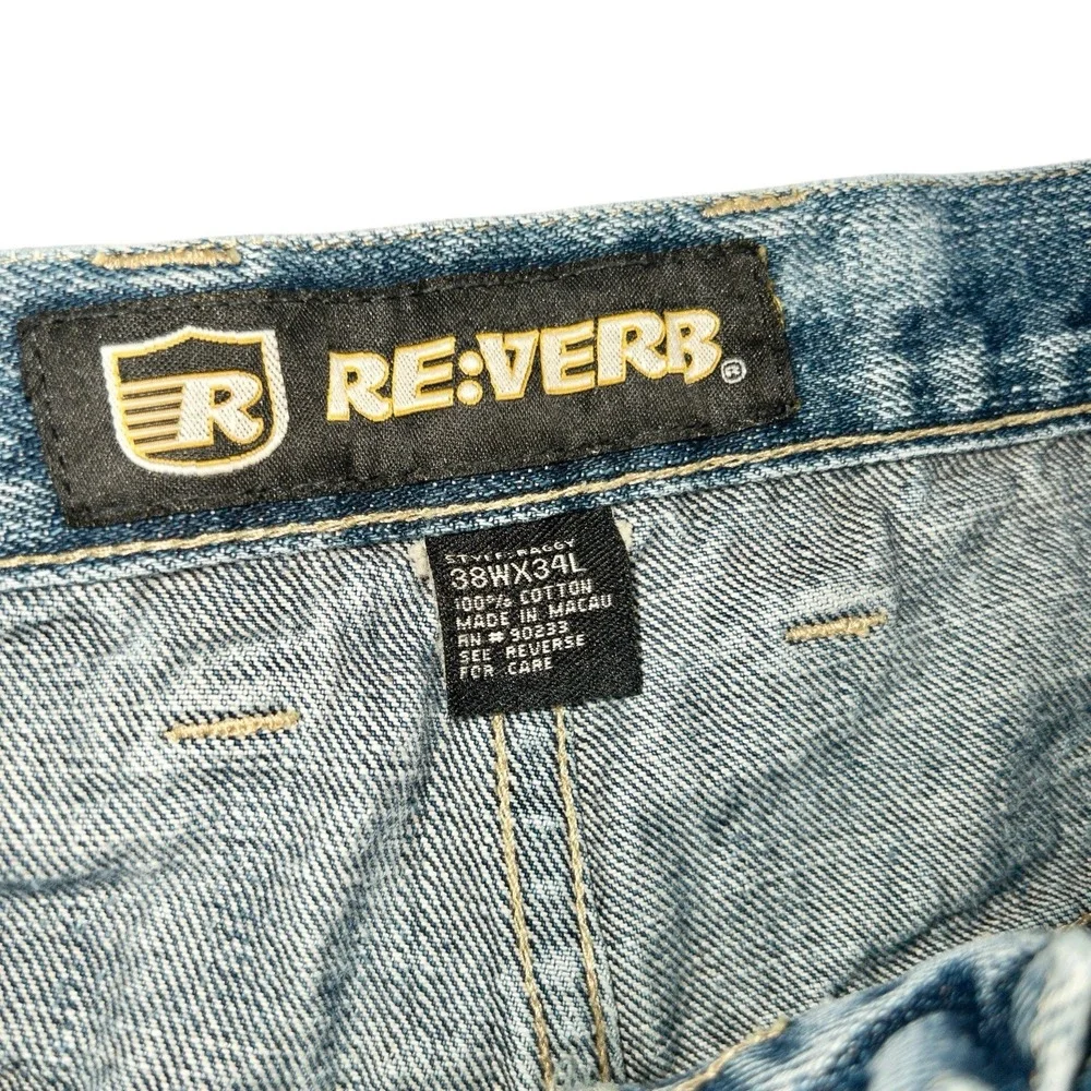 Vintage Reverb Wide Leg‎ Baggy Jeans Mens 38x34 Paint Splatter Stains Distressed